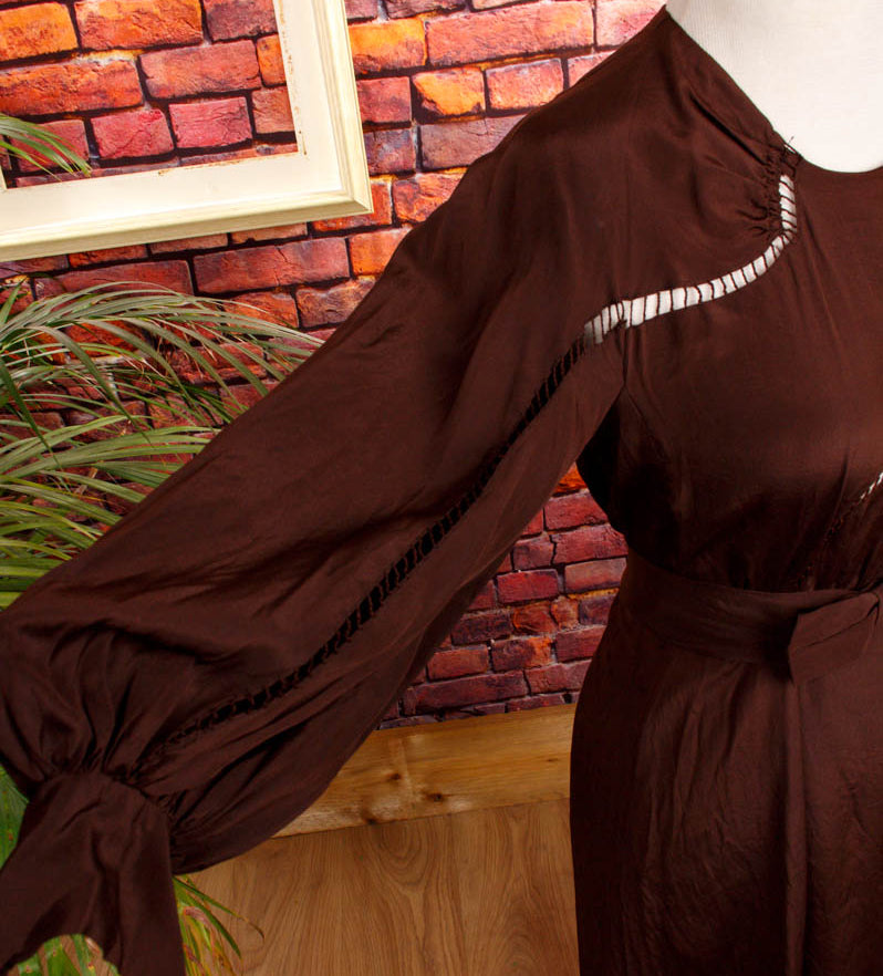 40er Jahre Seidenkleid braun
