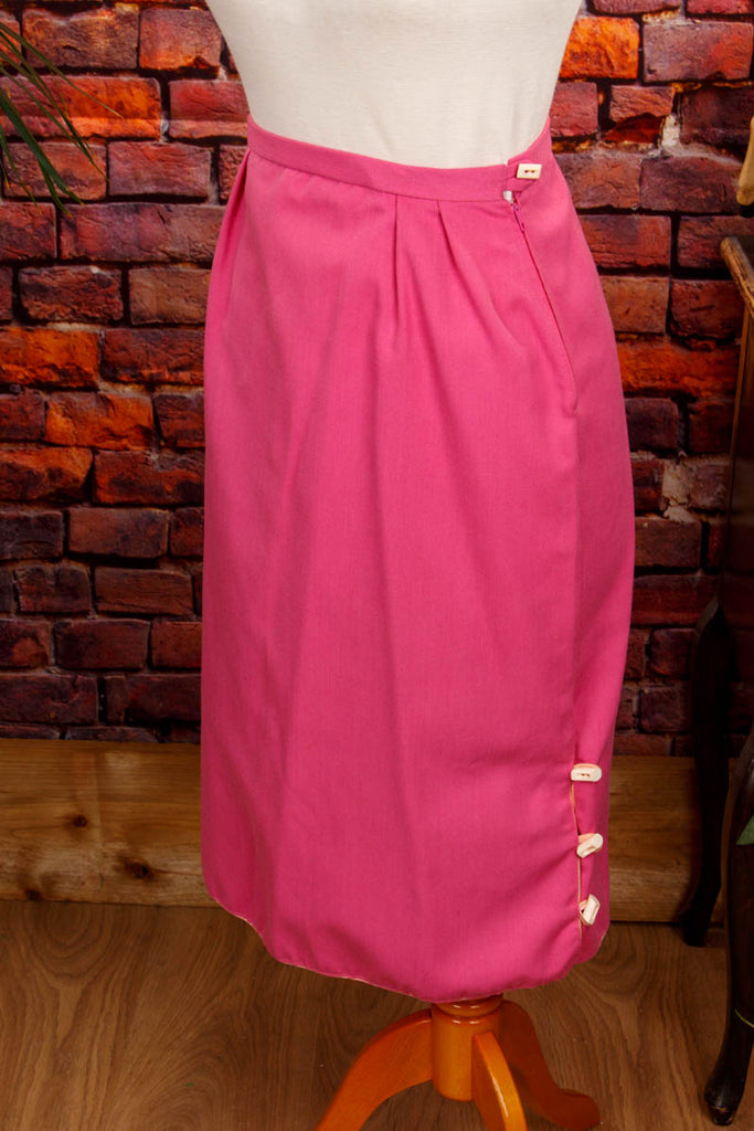 60s Rockabella Bleistiftrock pink 60er Disco Frau pink real-rockabilly Rockabilly Sekretärin Special XS 32-34 vintageberlin.de