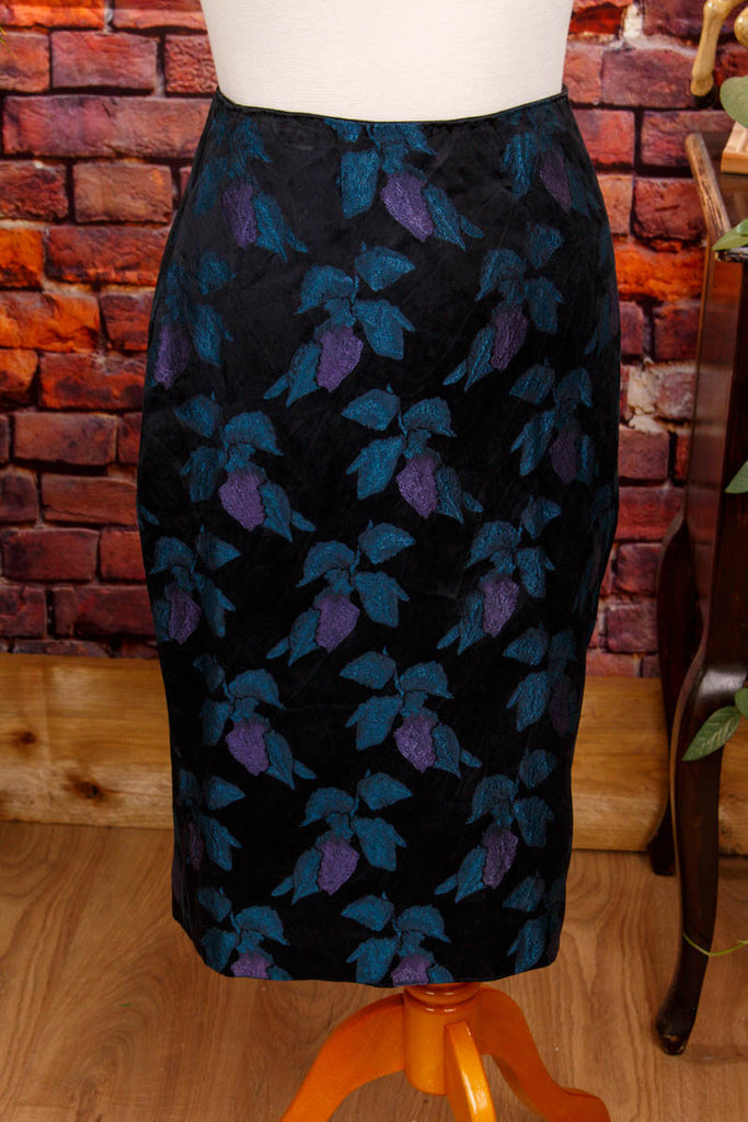 sexy Bleistiftrock petrol Seide 50er 60er blau bunt Frau real-rockabilly Rockabilly schwarz Sekretärin Special XS 32-34 vintageberlin.de