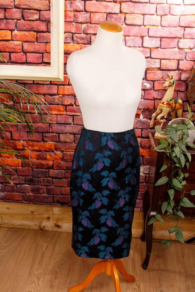 sexy Bleistiftrock petrol Seide 50er 60er blau bunt Frau real-rockabilly Rockabilly schwarz Sekretärin Special XS 32-34 vintageberlin.de