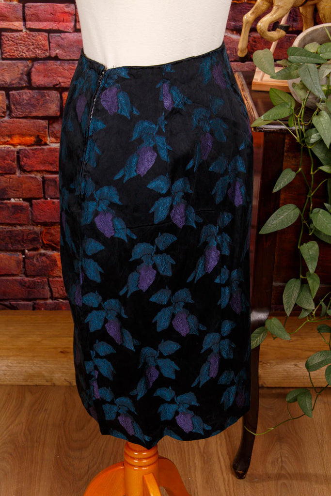 sexy Bleistiftrock petrol Seide 50er 60er blau bunt Frau real-rockabilly Rockabilly schwarz Sekretärin Special XS 32-34 vintageberlin.de