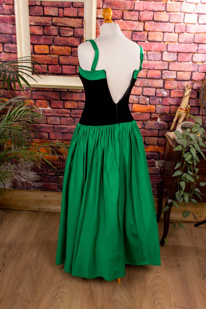 Ballkleid grün schwarz Samt und Taft