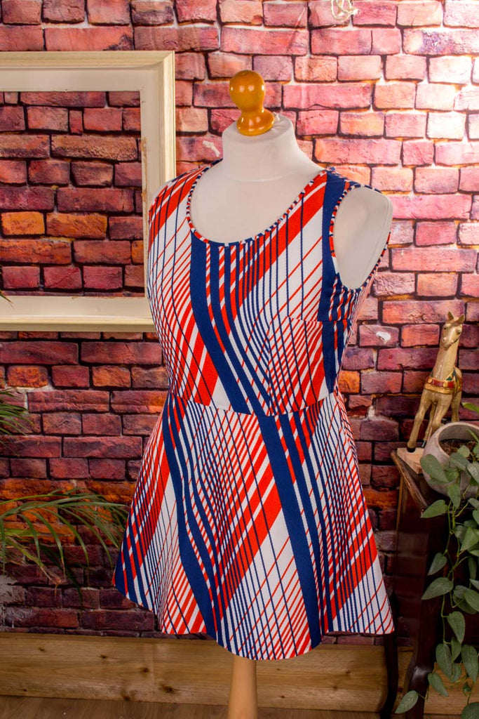 DDR Minikleid bunt streifen 70er bunt DDR Disco Frau M 40-42 real-disco Rockabilly Schlager Special vintageberlin.de