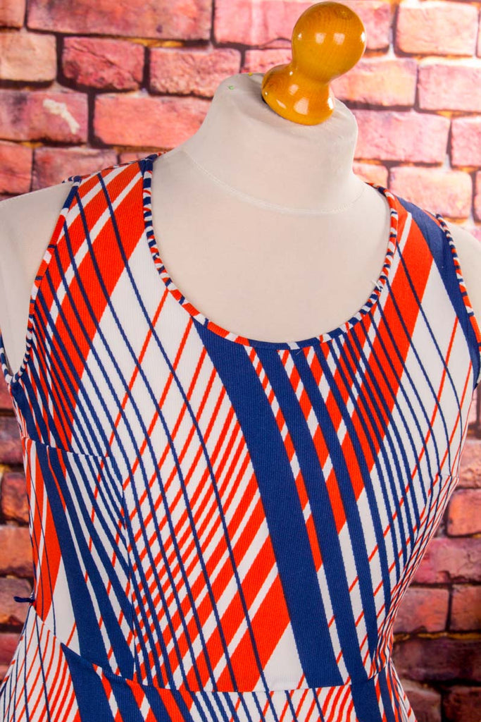 DDR Minikleid bunt streifen 70er bunt DDR Disco Frau M 40-42 real-disco Rockabilly Schlager Special vintageberlin.de