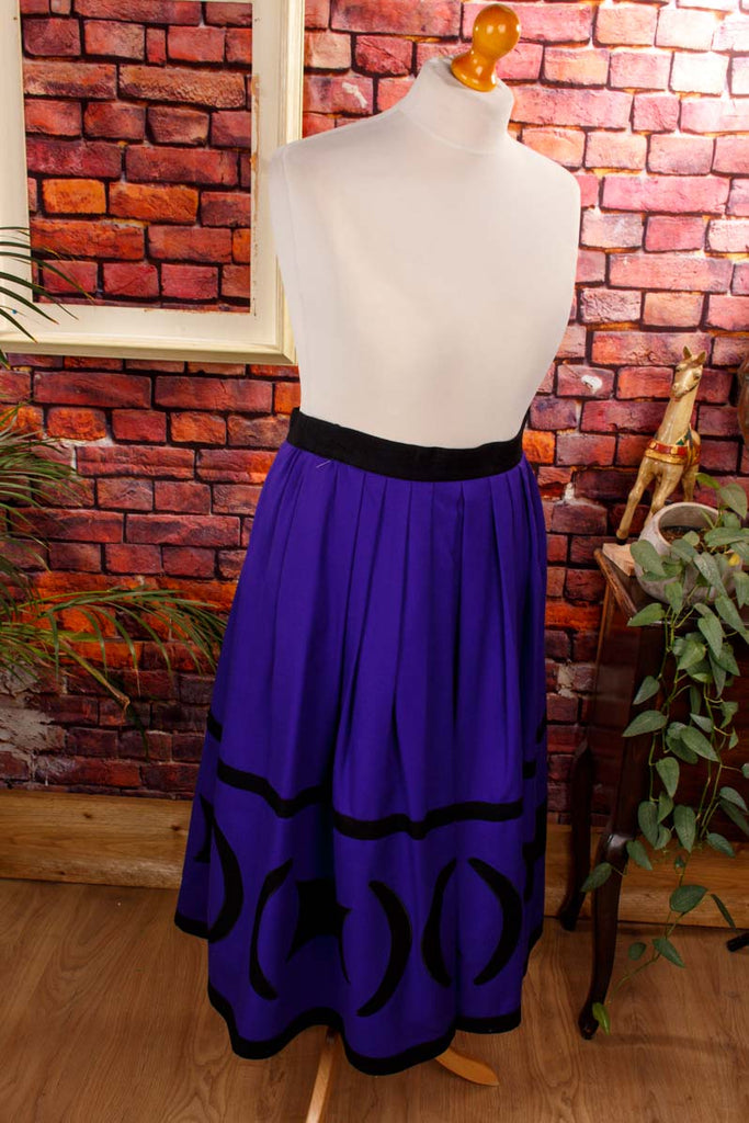 lila Wollrock Mond+Sterne 80er 90er blau Boho Frau Gothic lila M 40-42 real-boho Special vintageberlin.de