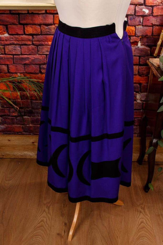 lila Wollrock Mond+Sterne 80er 90er blau Boho Frau Gothic lila M 40-42 real-boho Special vintageberlin.de