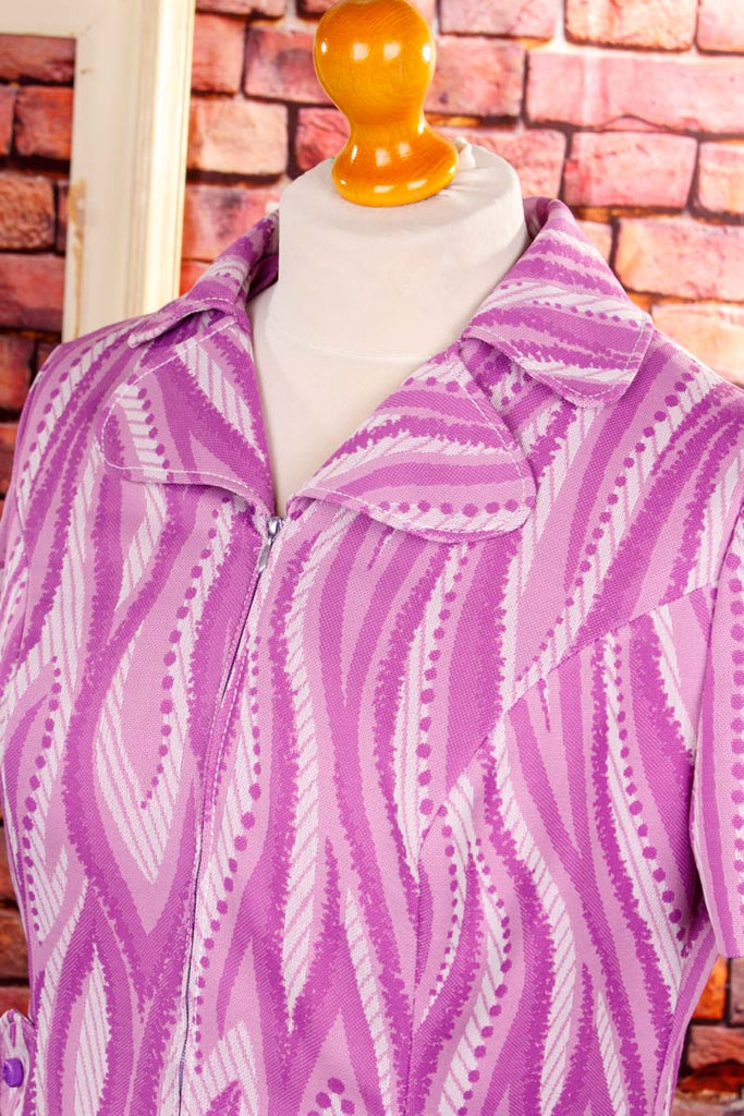 70s Schlagerkleid pink Muster 60er 70er Disco L 44-46 lila pink real-disco real-rockabilly Rockabilly Schlager Special vintageberlin.de