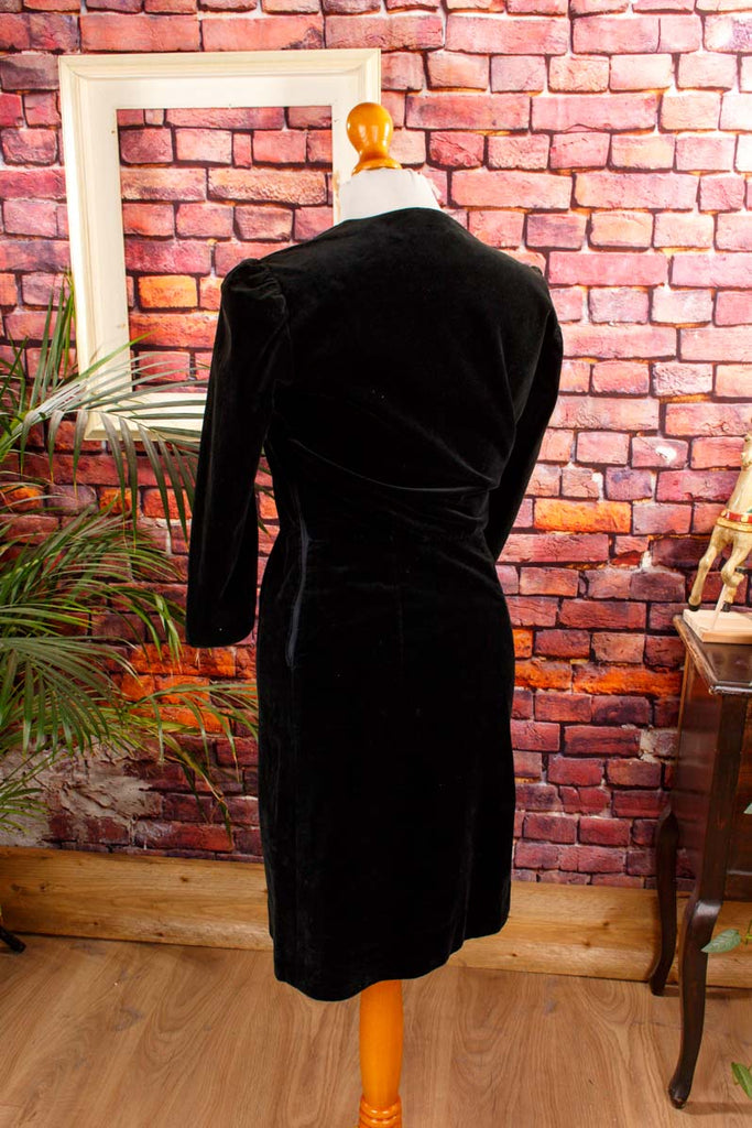 Gothic Samtkleid schwarz Default Title 80er Abendmode Disco Frau Gothic Rockabilly S 36-38 schwarz Special vintageberlin.de