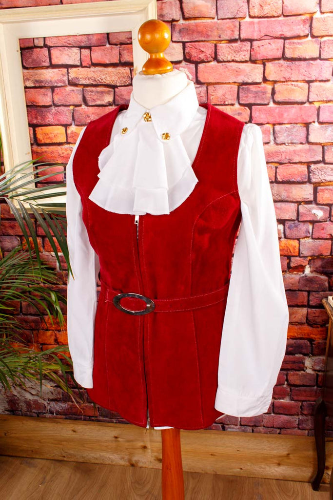 70s Lederweste rot 60er 70er Boho Disco Frau M 40-42 real-boho real-disco Rockabilly rot Schlager Special vintageberlin.de