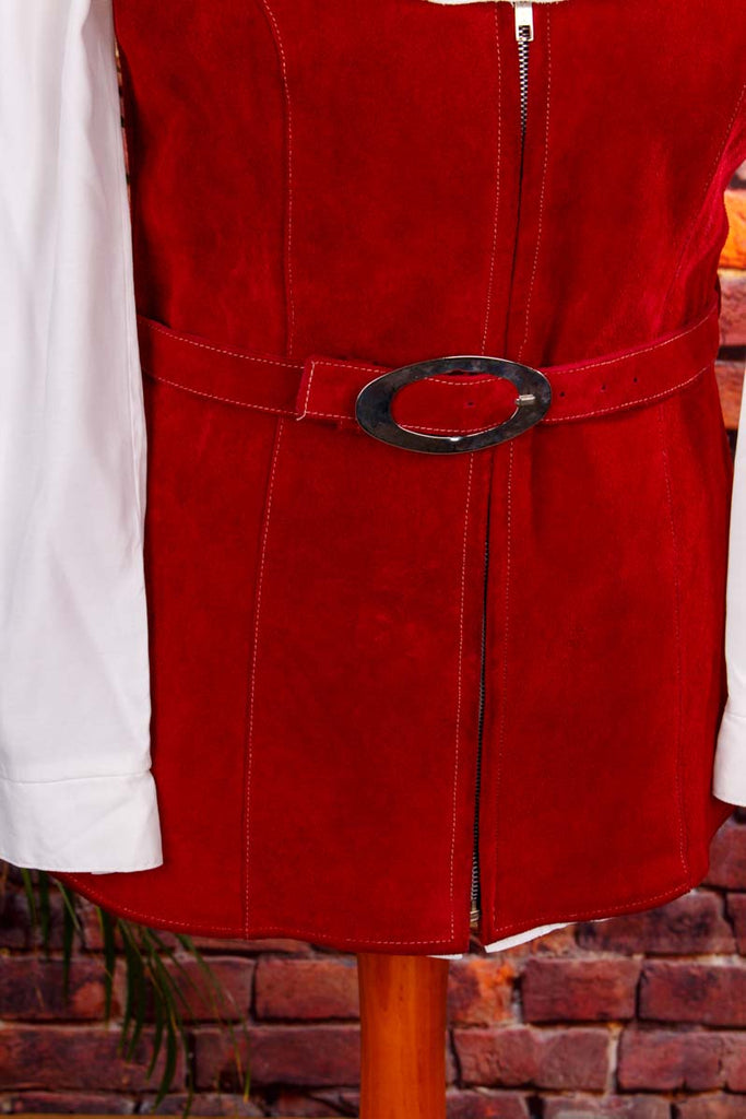 70s Lederweste rot 60er 70er Boho Disco Frau M 40-42 real-boho real-disco Rockabilly rot Schlager Special vintageberlin.de