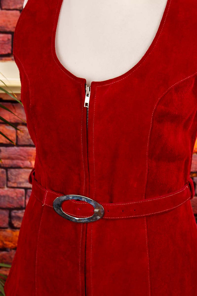 70s Lederweste rot 60er 70er Boho Disco Frau M 40-42 real-boho real-disco Rockabilly rot Schlager Special vintageberlin.de