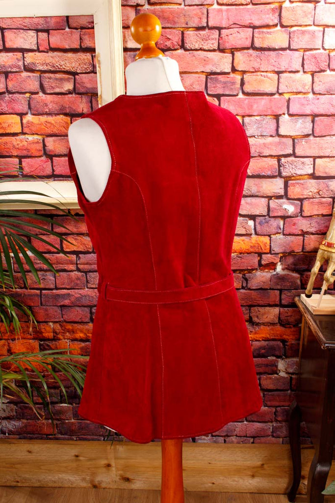 70s Lederweste rot 60er 70er Boho Disco Frau M 40-42 real-boho real-disco Rockabilly rot Schlager Special vintageberlin.de