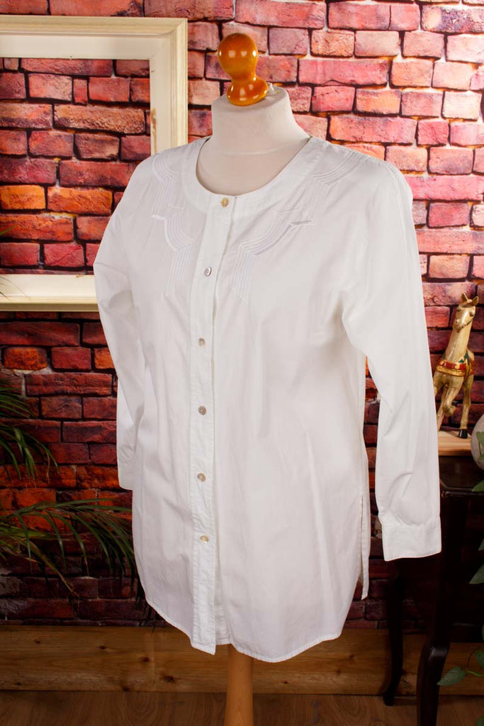 Baumwollbluse weiß bestickt