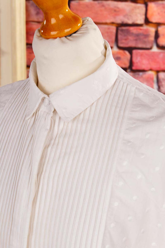 ESCADA Biesenbluse weiß bestickt 90er Boho Designer Frau Rockabilly S 36-38 Sekretärin Special weiß vintageberlin.de