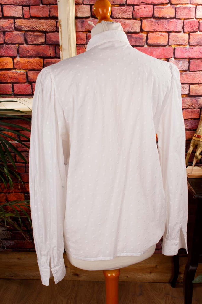 ESCADA Biesenbluse weiß bestickt 90er Boho Designer Frau Rockabilly S 36-38 Sekretärin Special weiß vintageberlin.de