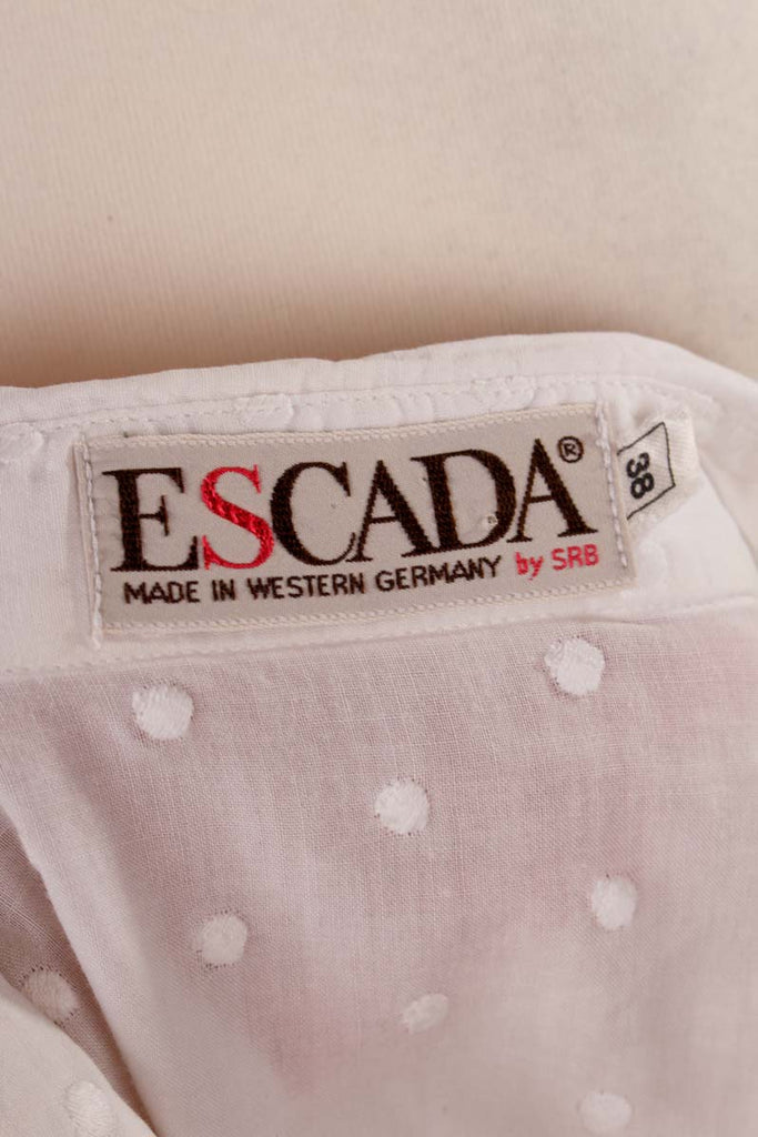 ESCADA Biesenbluse weiß bestickt Default Title 90er Boho Designer Frau Rockabilly S 36-38 Sekretärin Special weiß vintageberlin.de