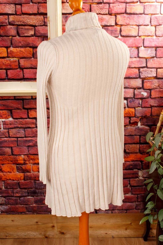 Vintage Benetton Strickkleid Wollmix 90er beige Designer Disco Frau S 36-38 Special vintageberlin.de