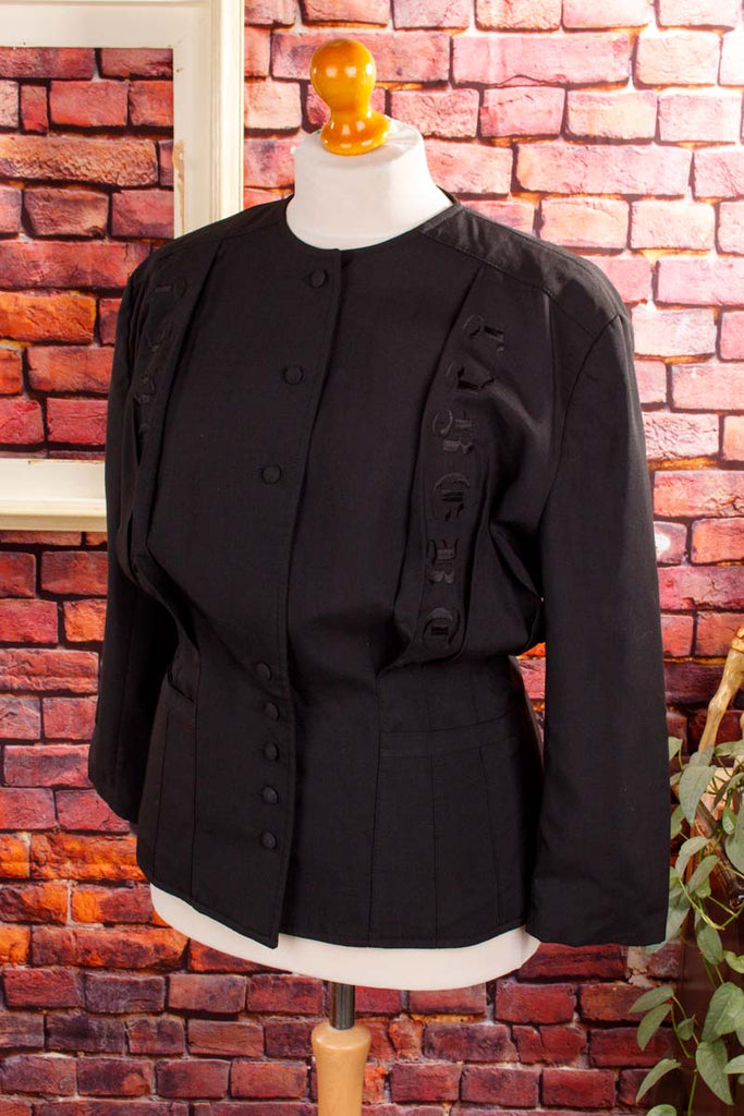 extravaganter Blazer schwarz Wollmix