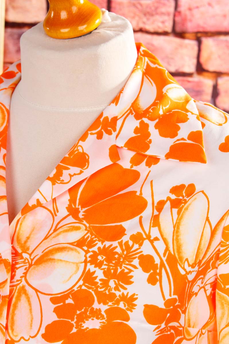70s Bluse orange Megakragen