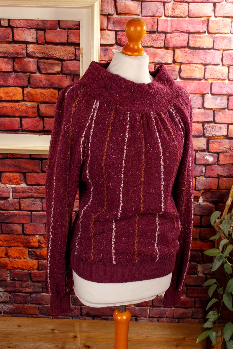 Vintage Strick Pulli lila weiter Kragen