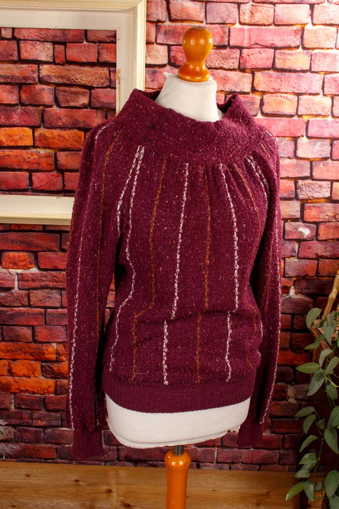 Vintage Strick Pulli lila weiter Kragen