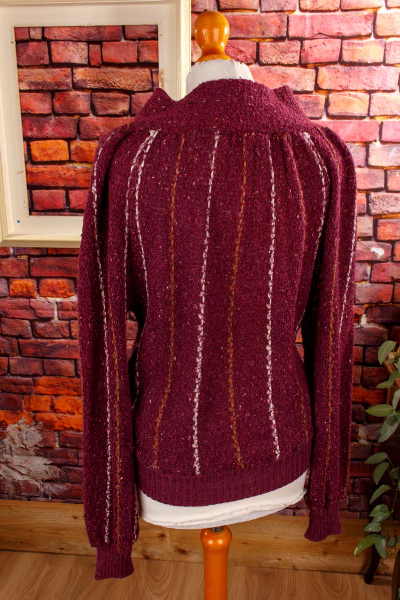 Vintage Strick Pulli lila weiter Kragen