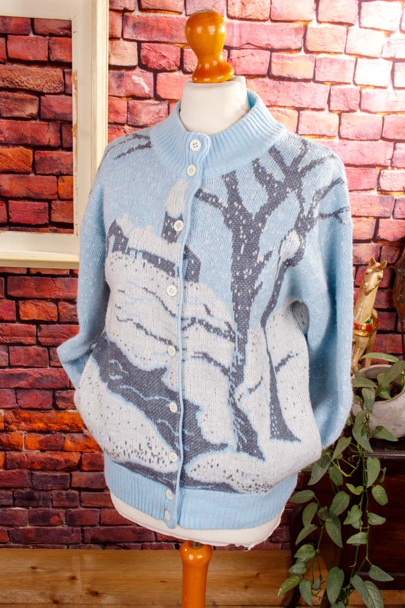 Strickjacke Wintermotiv Wollmix