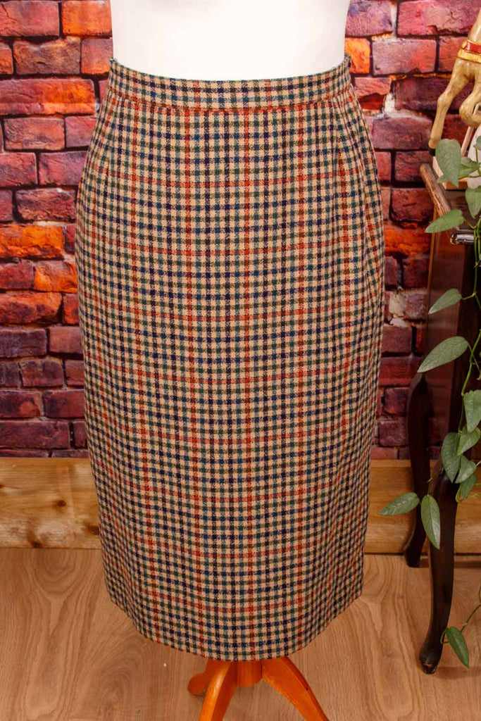 schmaler Wollrock braun kariert