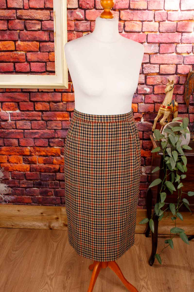 schmaler Wollrock braun kariert