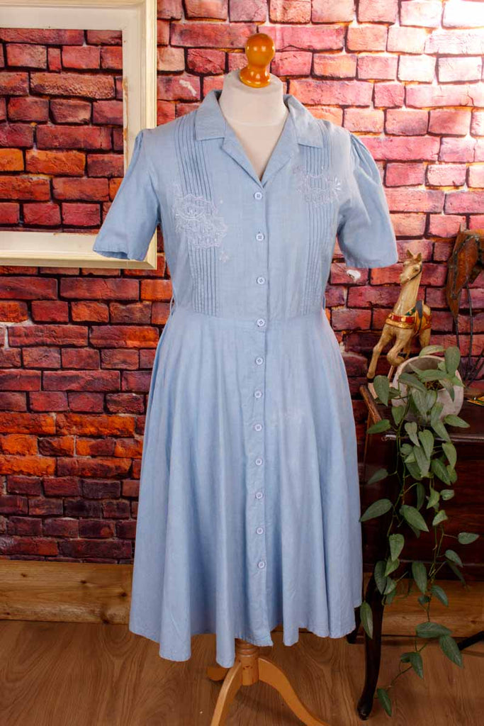 romantisches Denim Kleid blau