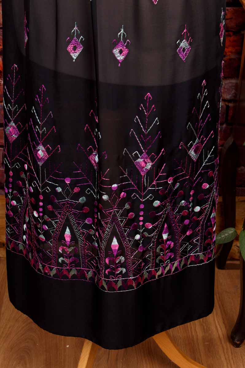 Boho Hippiekleid schwarz bestickt