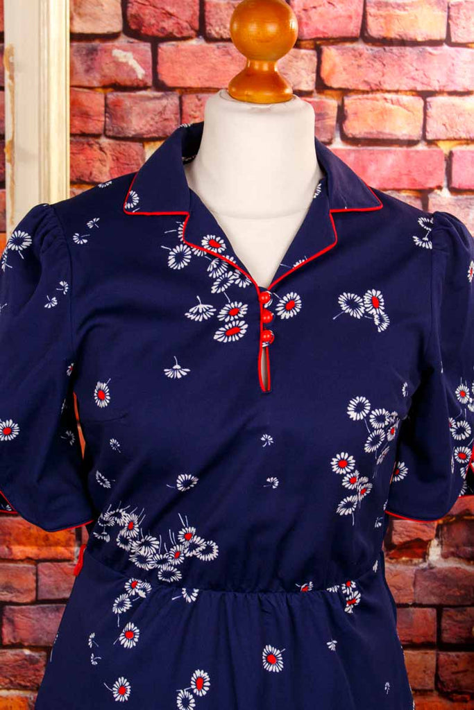 70s Kleid blau Blümchen