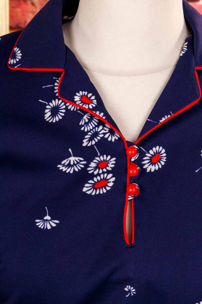 70s Kleid blau Blümchen