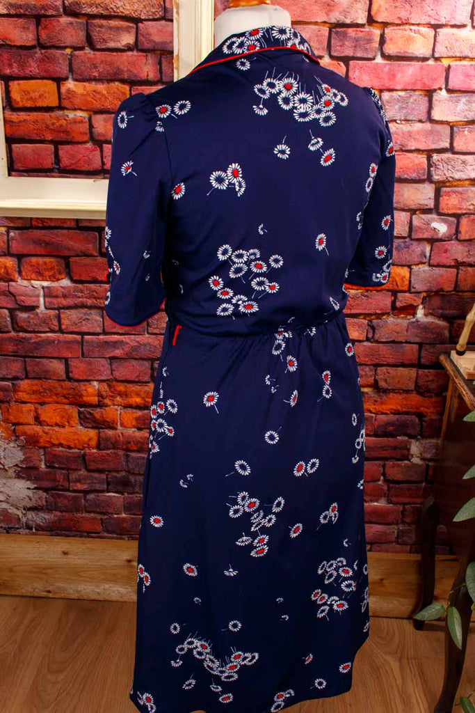 70s Kleid blau Blümchen