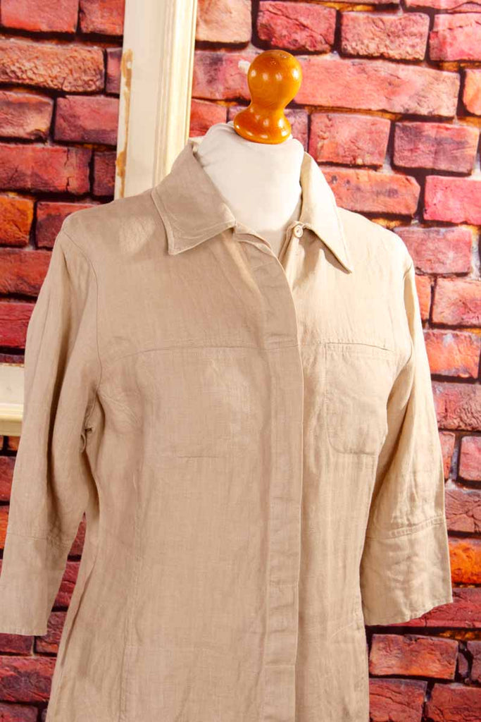 Claude Arielle Leinen Hemdkleid beige