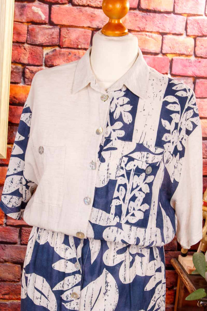 90s Sommerkleid blau Muster