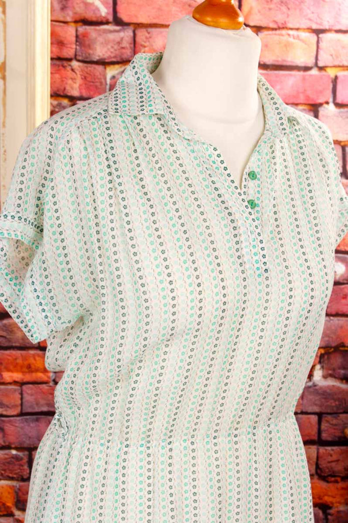 70er Hauskleid grün Muster