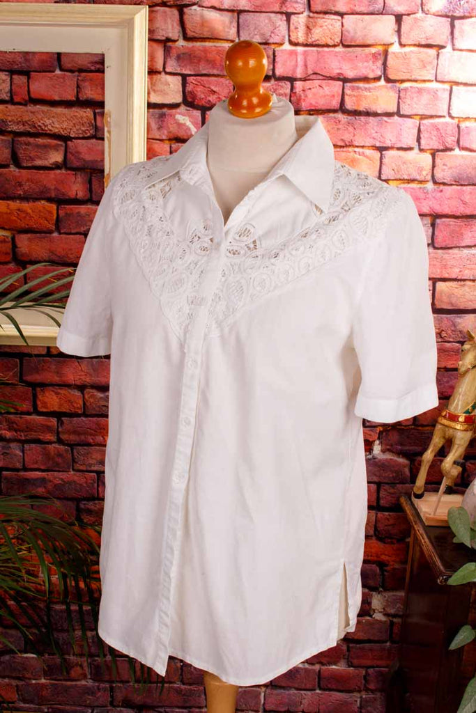 Boho Bluse weiß Baumwolle Spitze