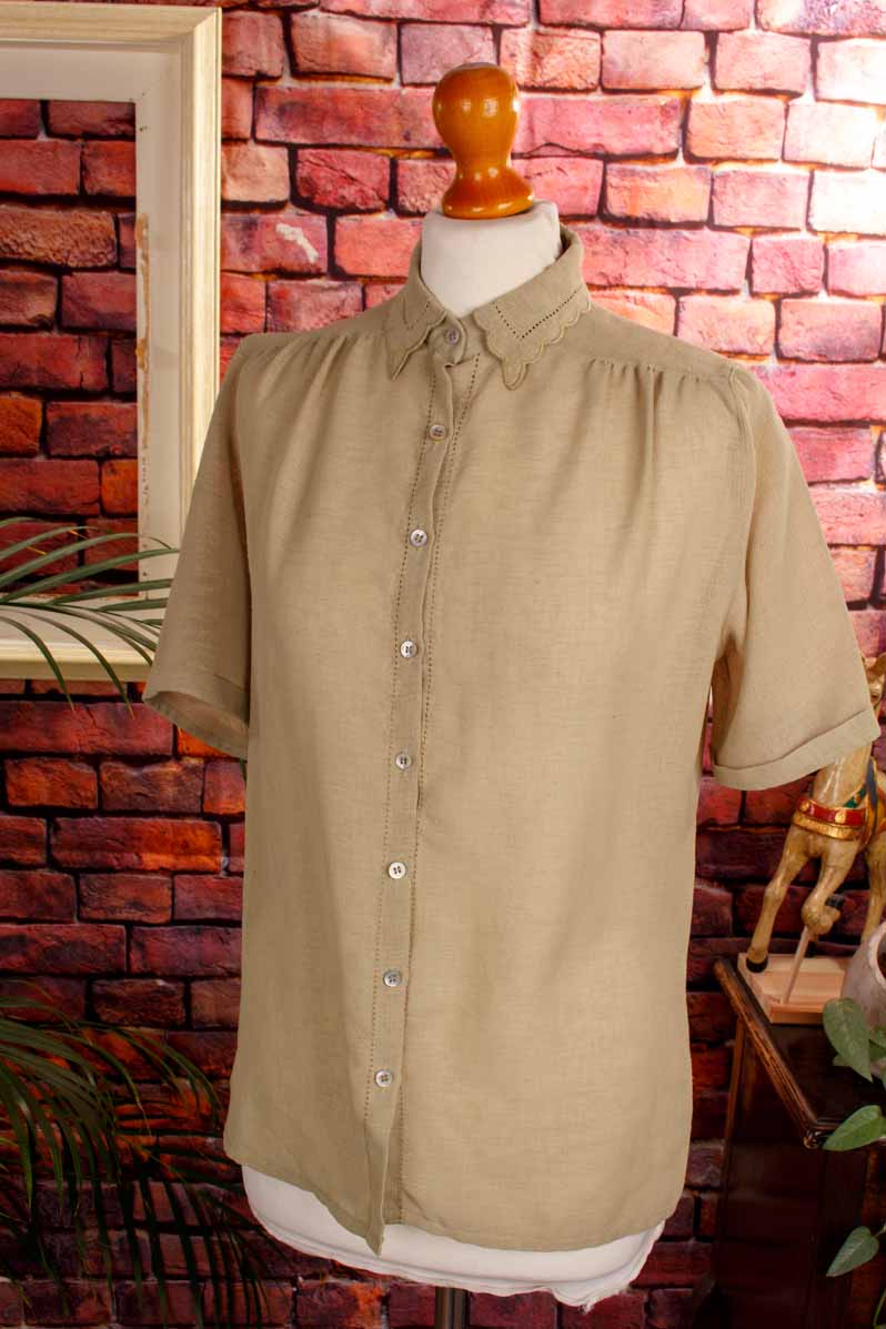 khaki Crêpe Bluse