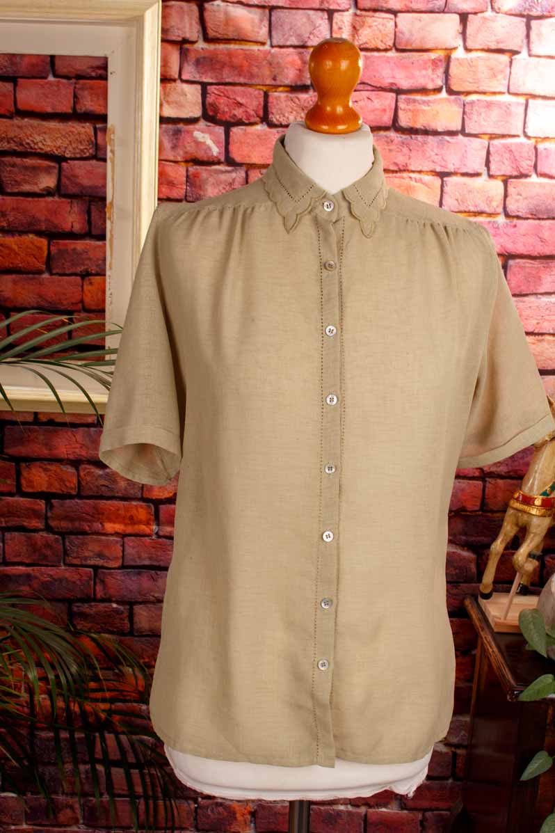 khaki Crêpe Bluse