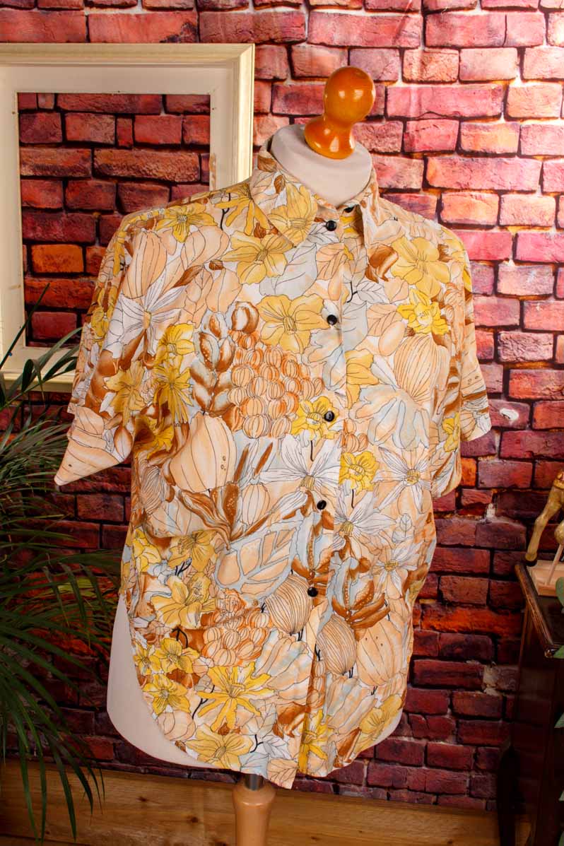 80s Fledermaus Sommerbluse gelb