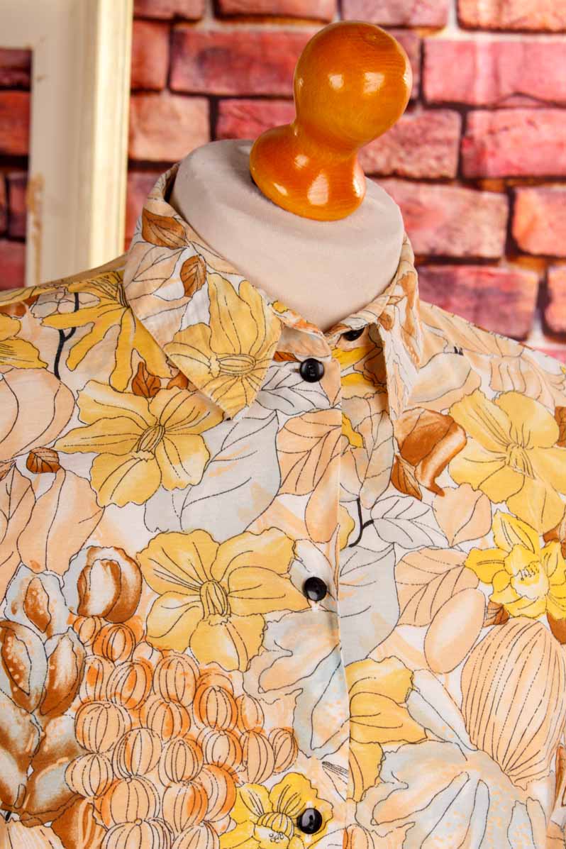 80s Fledermaus Sommerbluse gelb
