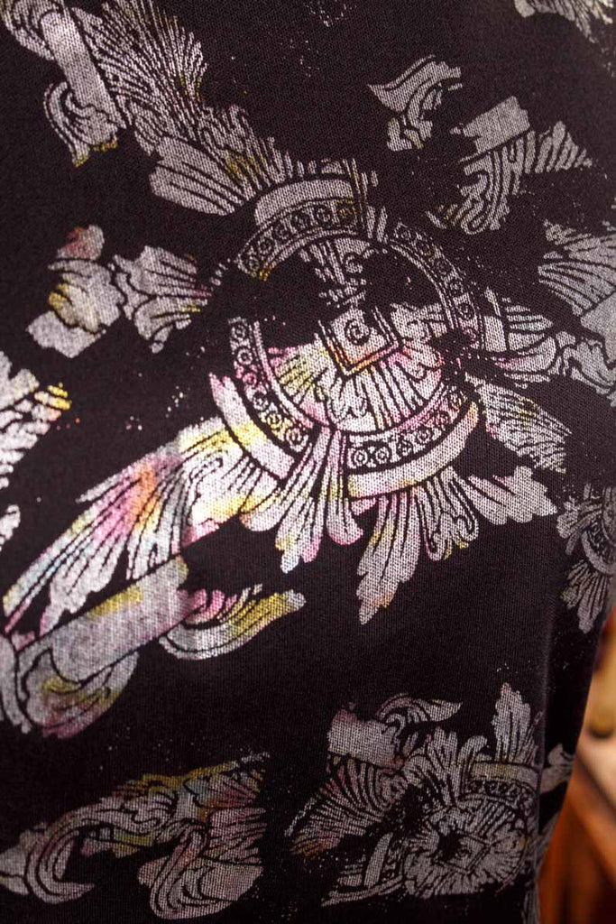 80s Top schwarz silber Glitzer