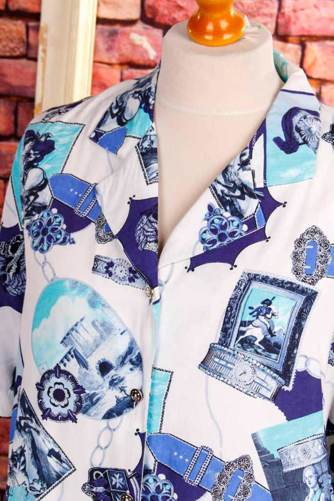 90s Art Print Shirt blau Napoleon