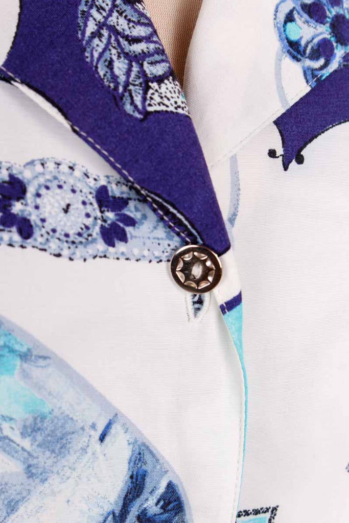 90s Art Print Shirt blau Napoleon