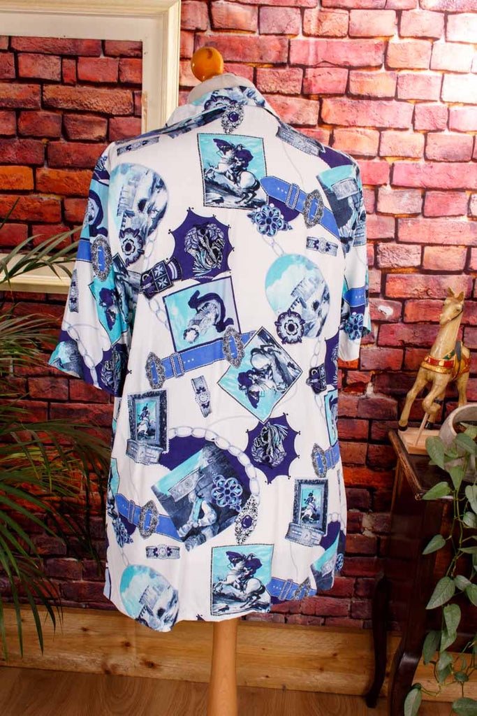 90s Art Print Shirt blau Napoleon