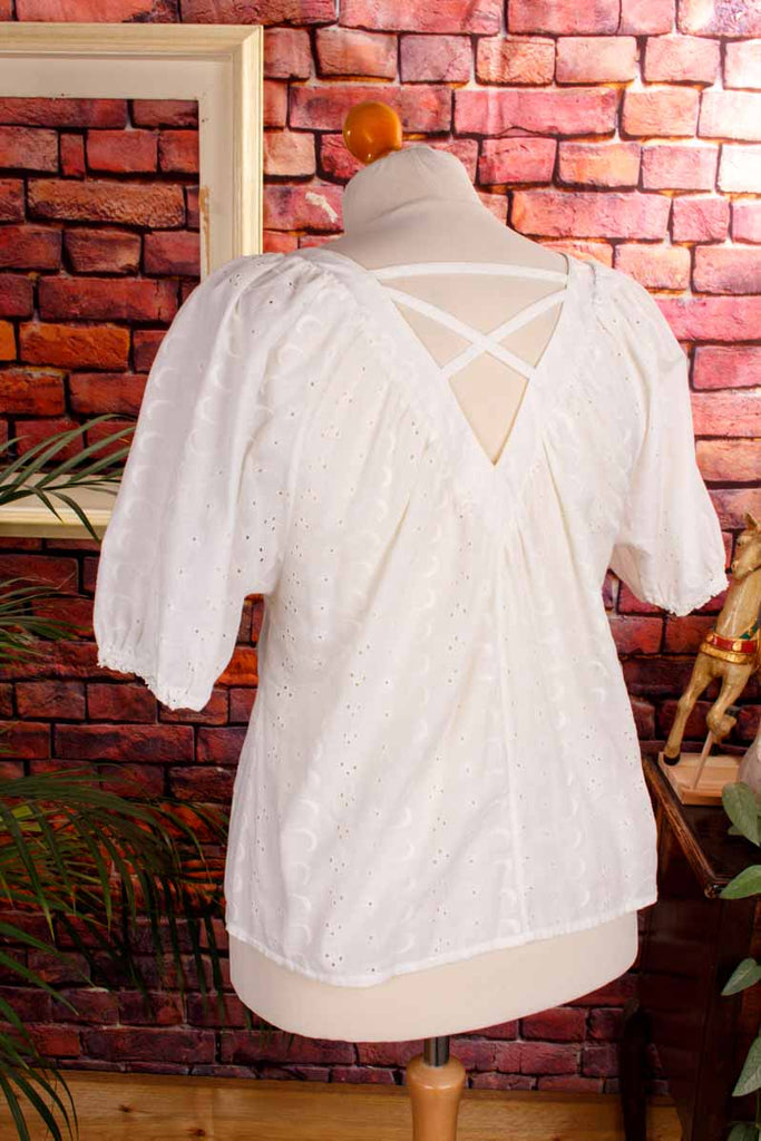 Boho Top weiß Lochspitze