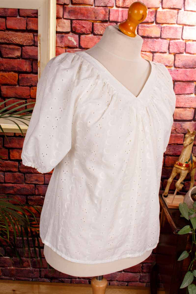 Boho Top weiß Lochspitze