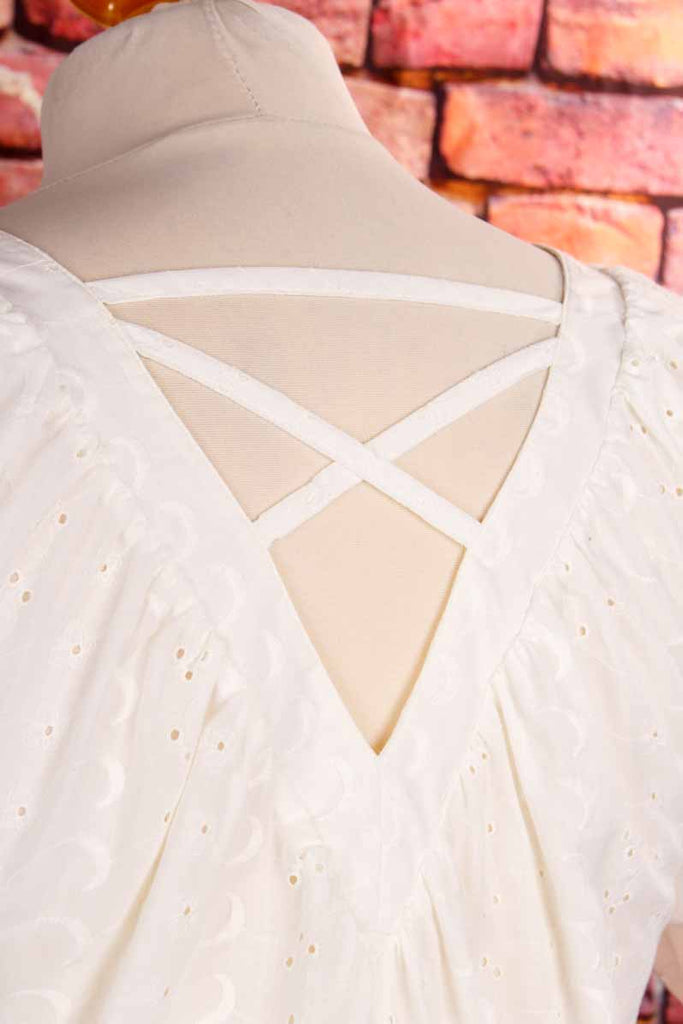 Boho Top weiß Lochspitze