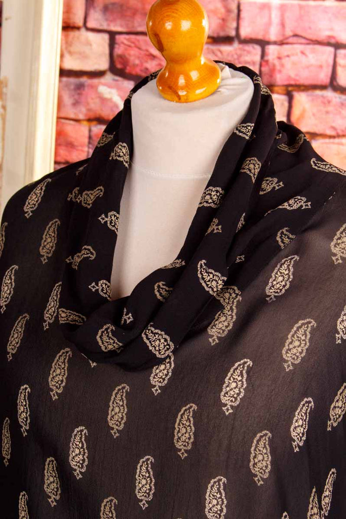 weites Chiffon Top schwarz Paisley